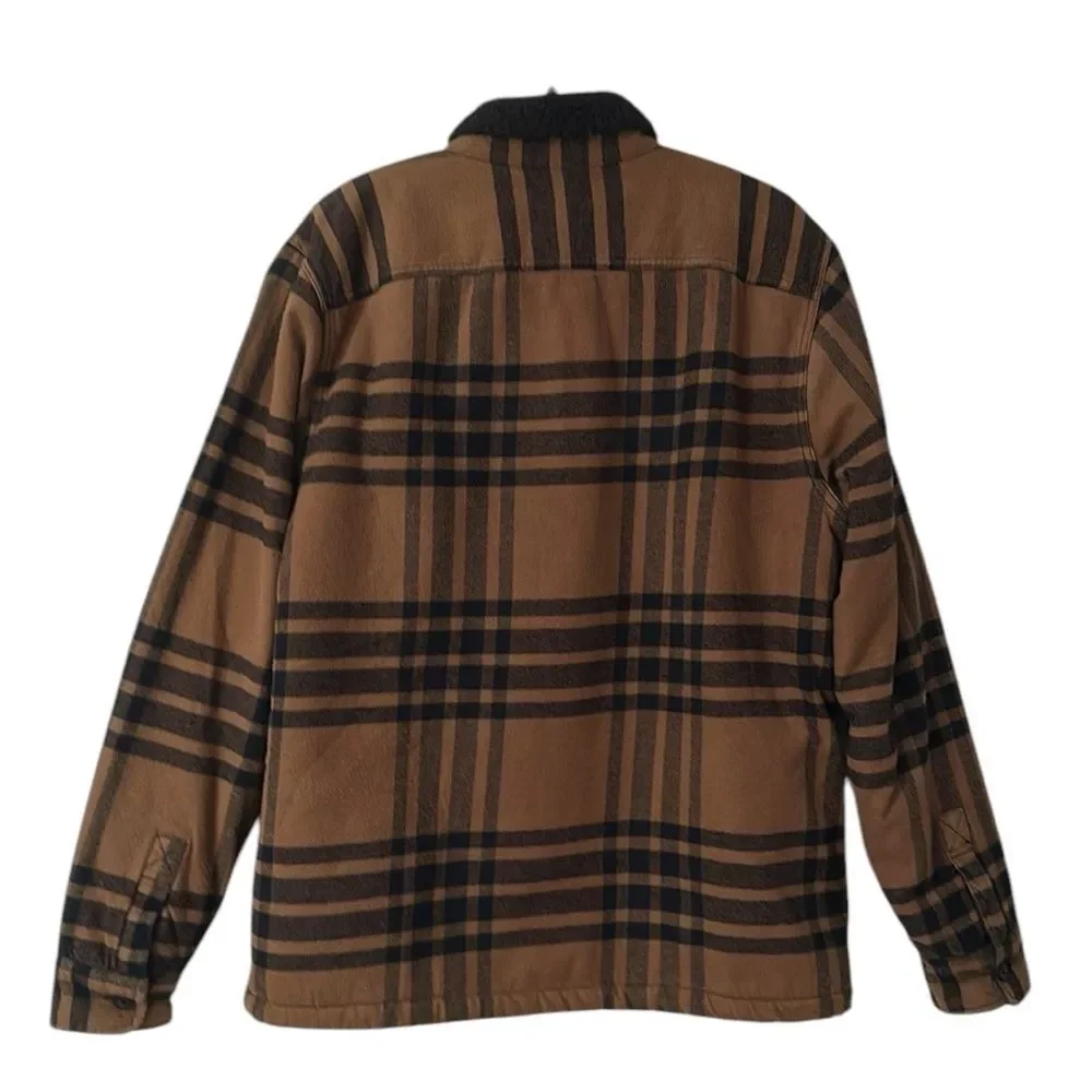 HOLLISTER Brown Flannel Plaid Shirt Mens Sherpa Lined Lumberjack Jacket Size L